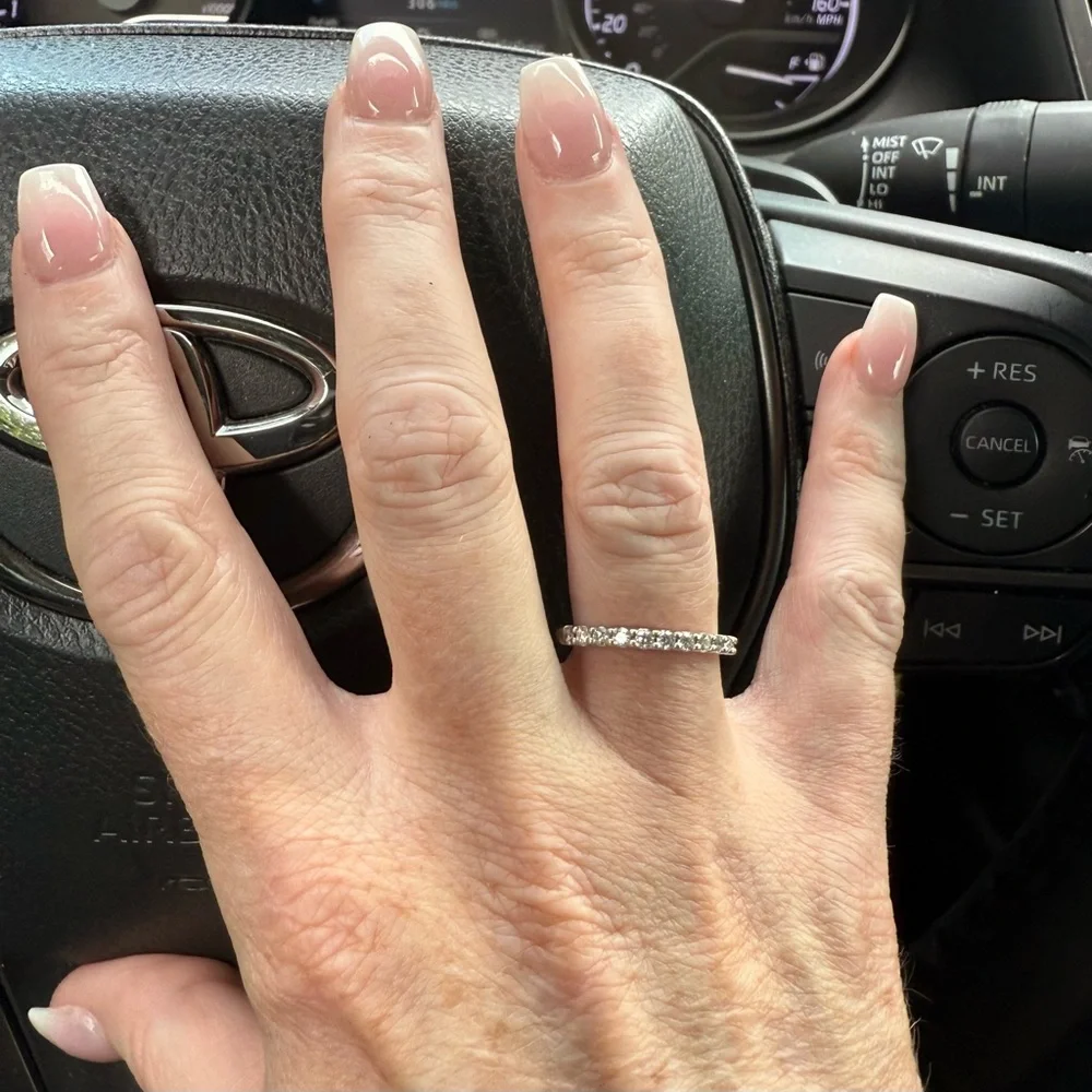 14K White Gold Leo Diamond Eternity Band Ring | 3/8 CT | Size 7